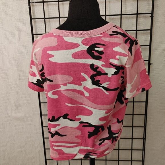 ROTHCO WOMEN'S PINK CAMO SHORT SLEEVE CROP TOP. - Picture 2 of 5